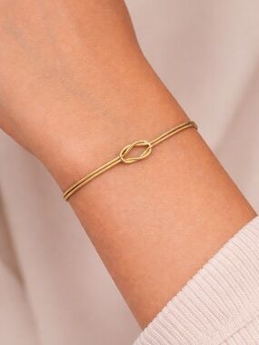 Gold Tone Knot Bracelet Women’s Adjustable Snake Chain Minimalist
